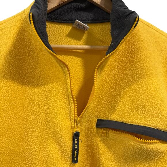 Y2K 90s Vint OLD NAVY Yellow Fleece quarter Zip pullover, Men’s/Unisex - Picture 6 of 13